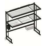 Rack De Cocina Seca Platos 85cm Organizador Bacha 3 Plantas