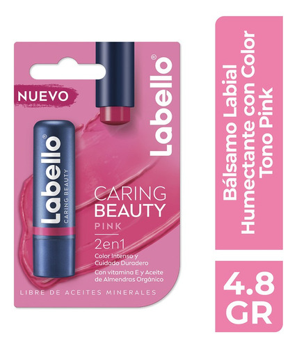 Bálsamo Labial Labello Caring Beauty 2 En 1 Color Pink 4.8g