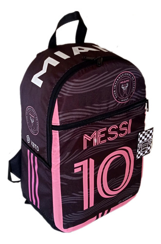 Mochila Messi Inter Miami Futbol Foto Color Negro