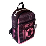 Mochila Messi Inter Miami Futbol Foto Color Negro