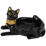 Decoración De Casa: Cenicero Retro Con Gato Egipcio Negro