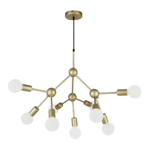 Pendente Lustre Sputnik Cluster Dourado 9 Braços Industrial