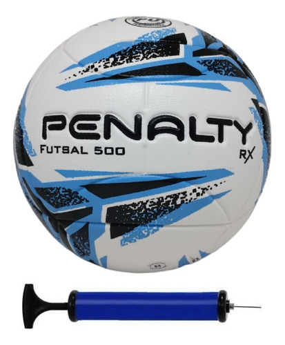 Bola Futsal Penalty Rx 500 + Bomba De Ar Cor Branco/azul/preto