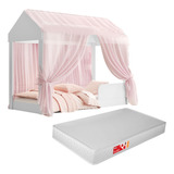 Berços Cama Infantil Montessori Castelo Crystal Colchão Voal