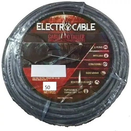 Cable Tipo Taller 2x6mm Electrocable Cobre Bajo Norma 50mts