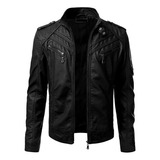 Chamarra Hombre Invierno Chamarra De Piel Sintética Biker Mo