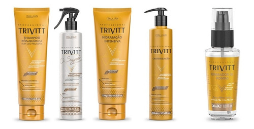 Kit Trivitt 5pcs: Cauterização+segredo + Sh+hidrat+reparador