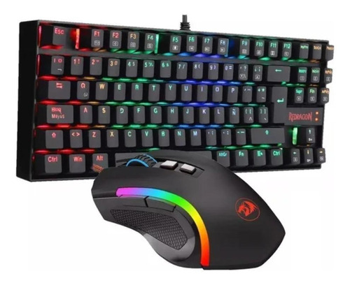 Kit Teclado Mouse Gamer Redragon K552rgb-ba Español Negro