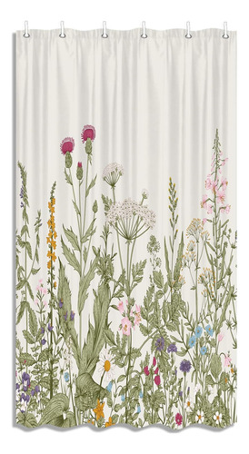 Cortina De Ducha Para Baño Con Diseño Floral Botánico, Diseñ