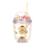 Vaso Tapa Burbujas Y Popote Hello Kitty 435ml Sanrio Miniso