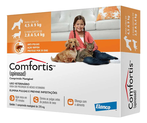 Comfortis Antipulgas Para Cães E Gatos ( 270 Mg ) 1 Comp.