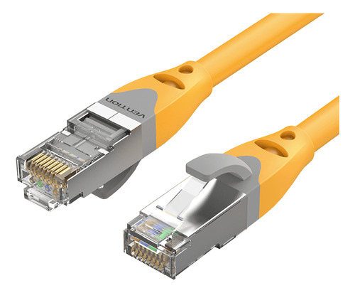 Cable De Red Vention Cat6a Certificado - 15 Metros Amarillo - Premium Patch Cord - Blindado Sstp Rj45 Ethernet Servidores 10gbps - 500 Mhz - 100% Cobre - Ibhyn