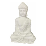 Estatua Buda Cimento 44 Cm Branco Acrílico