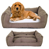 Cama Para Perro Grande Doble Vista Premium Suave Acolchada Color Arena