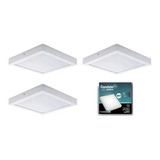 Kit 3 Plafón Panel Led Cuadrado C/base 24w Alta Potencia