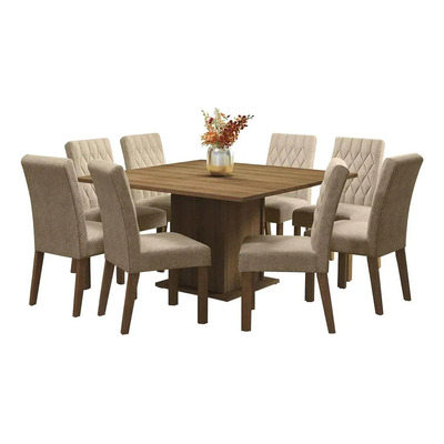 Juego de Comedor com Mesa y 8 Sillas Madesa Leila Color Marrón\u002Fimperial | Meses sin interés