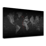 Quadro Decorativo Mapa Mundi Para Sala Escritórios Grande Cor Preto Cor Da Armação Borda Infinita