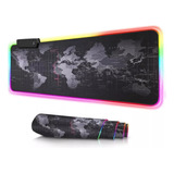 Mouse Pad Gamer Borda Led Rgb Grande 80x30cm Mapa Mundi