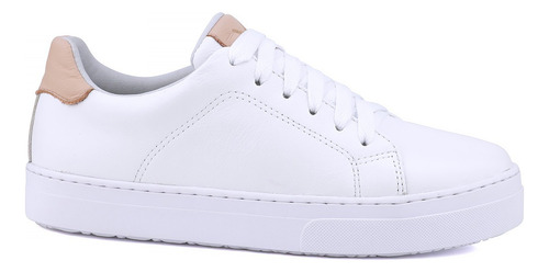 Tênis Casual Sapato Feminino De Couro Puro Conforto Branco