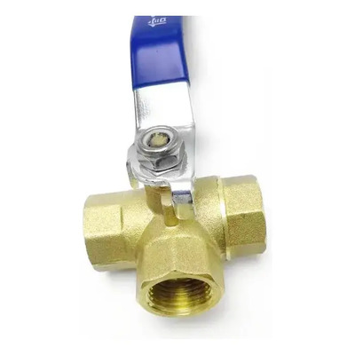 Valvula De Bola De 3 Vias 3/4, Manual De Laton, Tipo L