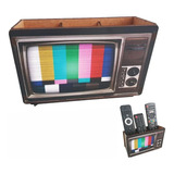 Porta Controle Mdf Tv Antiga Retro 3 Controles