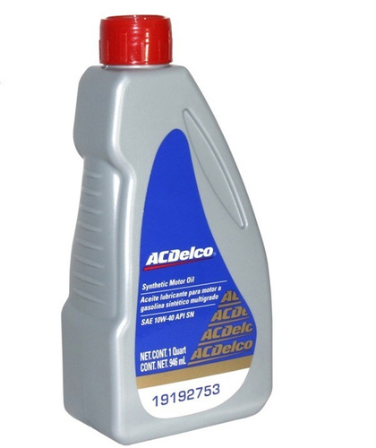 Aceite Acdelco 10w40 Sn 100% Sintetico 946 Ml 1pz