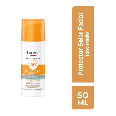 Eucerin Oil Control Protector Solar Facial Con Color Tono Medio FPS50+ para Piel Grasa 50ml | Envío gratis