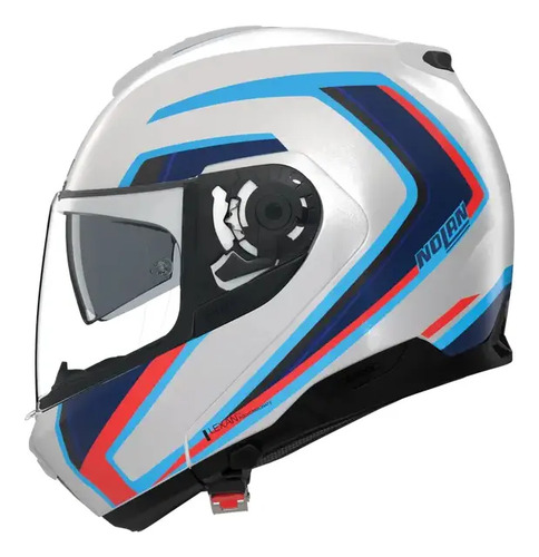 Casco Abatible Nolan N100-6 Radiante 358 Blanco Azul Rojo