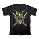 Camiseta Algodón Peinado Con Estampado De Calavera Samurai