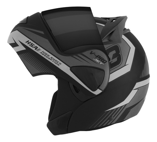 Capacete Robocop Moto Articulado Fechado Vpro Jet 3 Vis Fume