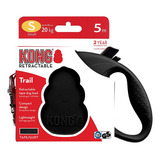 Guia Retrátil Kong Trail 5m Preto Pequeno - Cães Ate 20kg