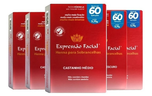 6 Henna P Sobrancelhas Expressão Facial 60 Aplicações 3,75g