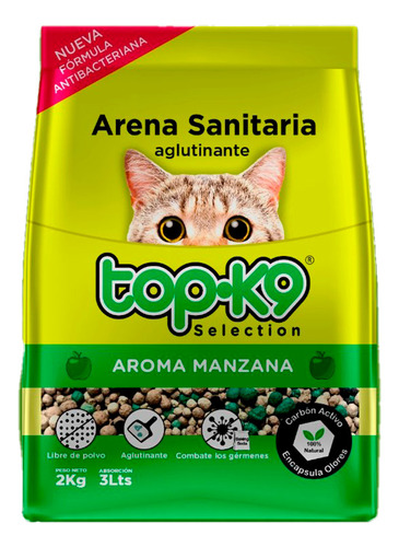 Arena Aglutinante Top-k9 Saco  2kg Manzana.