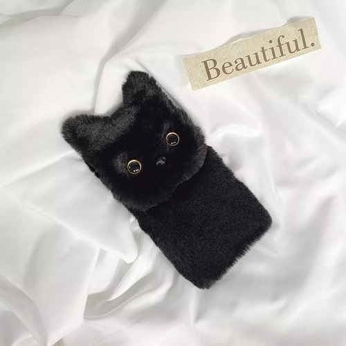 Funda Moda Gato D Peluche Esponjoso Para Huawei Y Xiaomi 