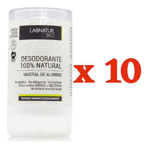Pack X 10 Desodorante Piedra Alumbre 100% Natural Vegano 