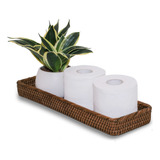 Cesta De Mimbre Para Baño, Organizador De Fregadero De 17x6x