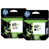 Kit Cartuchos Originais Hp 60 Xl Preto E 60 Xl Color P F4274