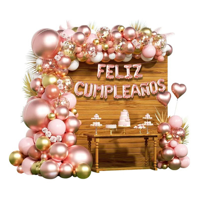 154 Globos Dorados Cumpleaño Metálico Decoracion Fiesta Rosa