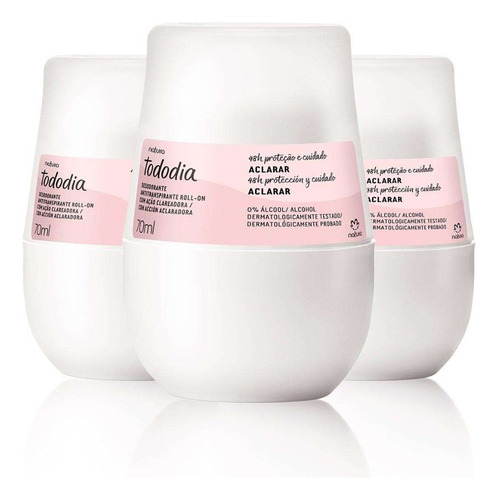 Kit De 3 Desodorante Roll-on Aclarar Tododia Natura 70m