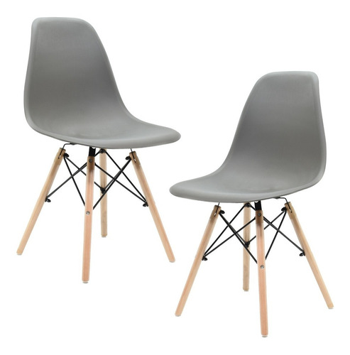 Set De 2 Sillas Eames Modernas Minimalistas Comedor Colores Color De La Estructura De La Silla Gris