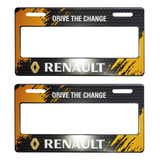 Porta Placas Auto Renault Negro Amarillo (2 Piezas) Premium