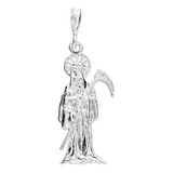 Dije Santa Muerte Resplandor Plata .925 Con Zirconia Taxco