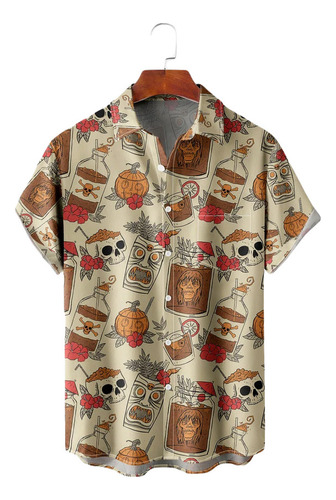 Hjb Camisa Hawaiana Unisex Retro Con Diseño De Calavera,