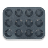 Molde De Muffin X 12 Magdalena Cupcakes Antiadherente Color Gris Oscuro