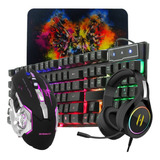 Kit Teclado Mouse Headset Gamer Pc Notebook Barato Brinde