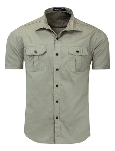 Camisa Militar Para Hombres,ropa Manga Corta,100% De Algodón