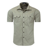 Camisa Militar Para Hombres,ropa Manga Corta,100% De Algodón