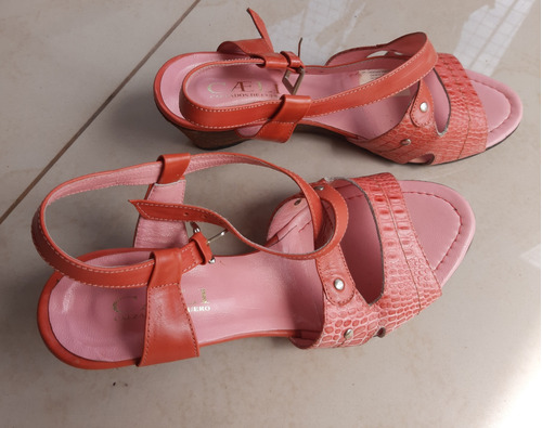 Sandalias Rosa De Cuero 38