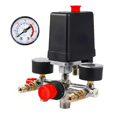 Kit De Válvula De Presión Para Compresor De Aire 90-120 Psi (20a Máx\u002F80,000 Ciclos) - Incluye Manómetros, Interruptor De Presión Y Válvula De Seguridad, Compatible Con Conexiones 4 20mm Y 9.5 | Meses sin interés