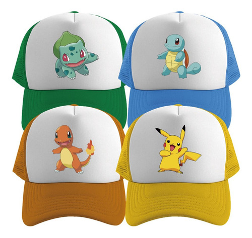 4 Gorras Sublimadas Modelos Pokemon 